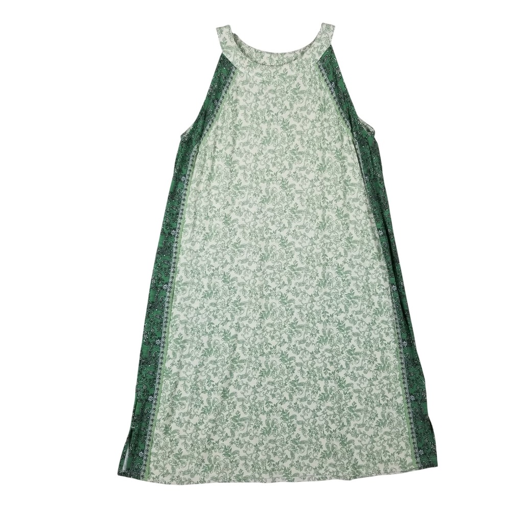 J. Jill Dress Women MP Green Floral Paisley Halter A-Line Sleeveless 243792